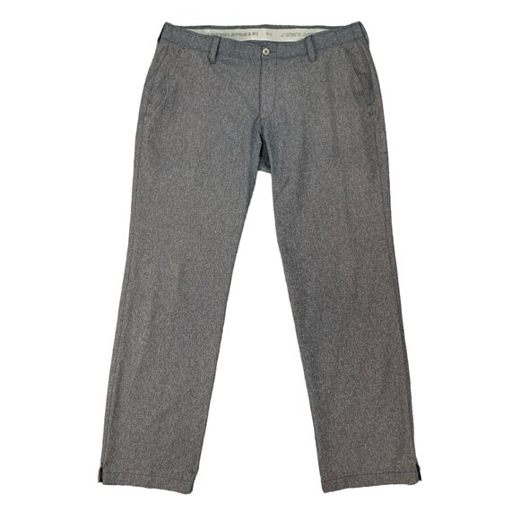 Under Armour Pants Mens 40 Gray Heather Straight Lightweight Mid Rise Golf - Picture 1 of 11